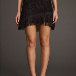 12th tribe black fringe skirt